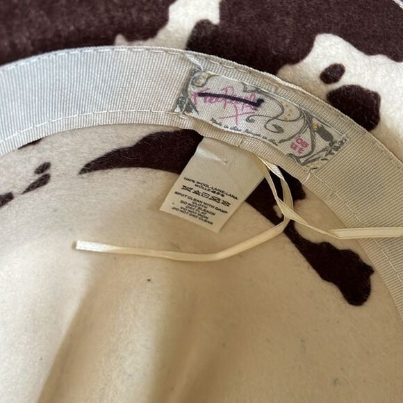 Free People Milk Money Cowboy Rancher Hat Wool Felt Cow Print One Size - Picture 6 of 6